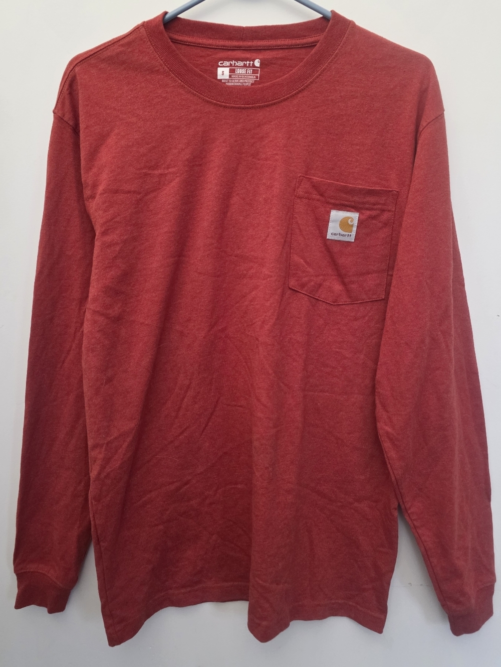 Carhartt Long Sleeve Pocket T-Shirt – Red – Loose Fit Workwear Tee
